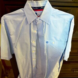 George Strait Men's Blue Patterned Shirt